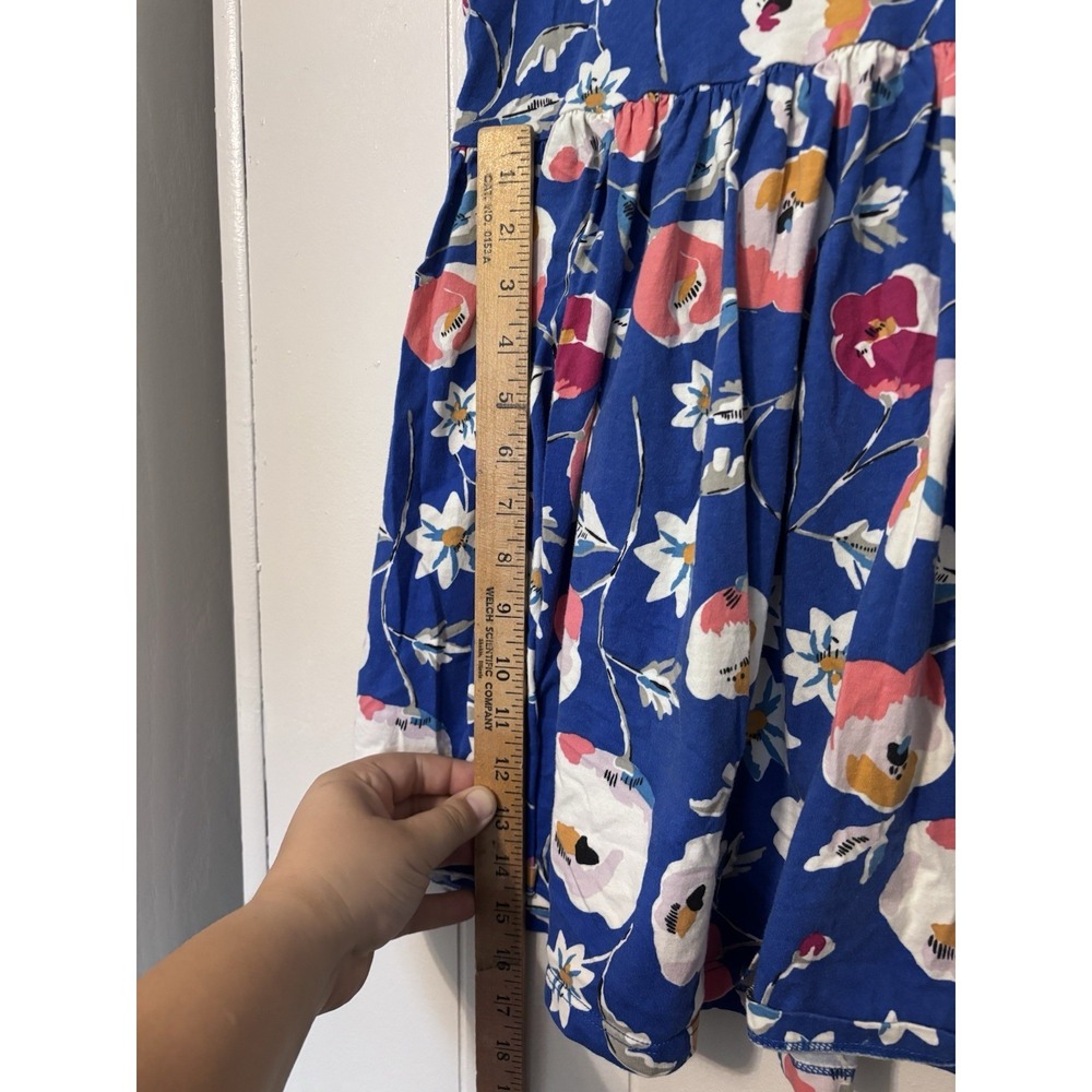 Tea Brand Girls Short Sleeve Wrap Neck Dress Size 8 Blue Floral Colorful Cotton - Picture 9 of 12
